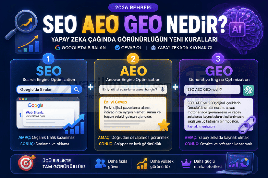 Yapay Zeka SEO + AEO + GEO Nedir? Dijital Görünürlüğün Yeni Dönemi 1 seo aeo geo nedir yazilimshopcom